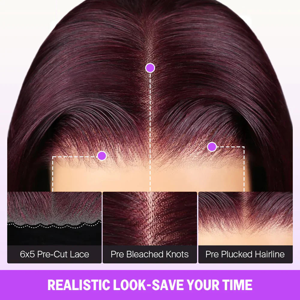 13x4 Lace Frontal Plum Body Wave Glueless Wig with Natural Hairline