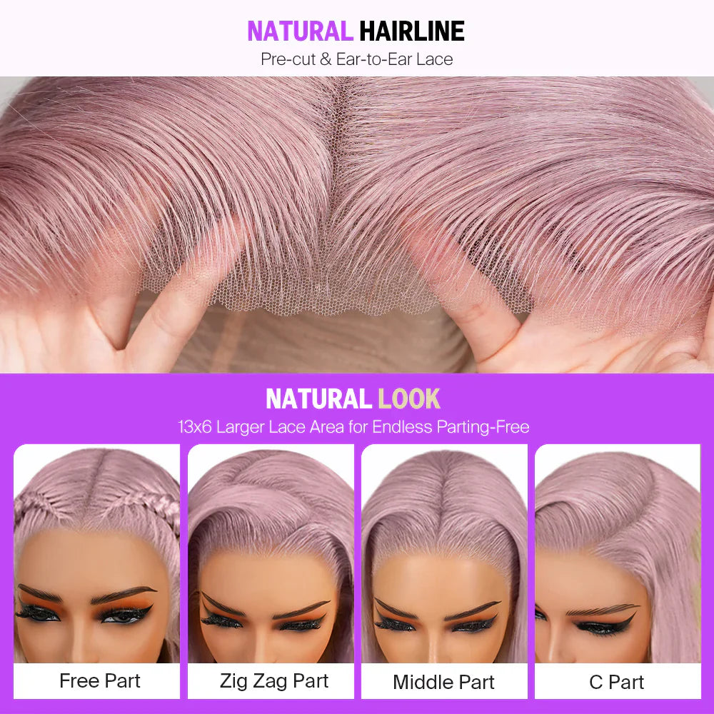 13x6 Pre-Everything Ash Purple Glueless Wig - Silky Straight